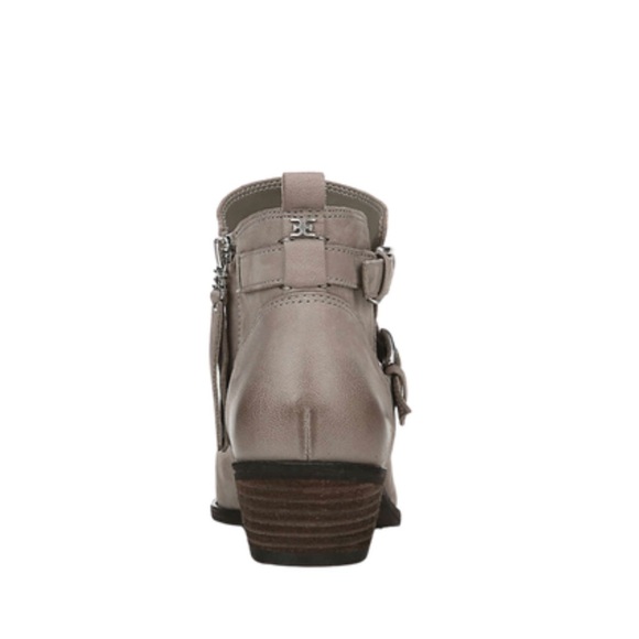 NWT/ NIB Sam Edelman Gray Leather Buckle Ankle Boots Women's Size 8 Block Heel - Picture 4 of 16